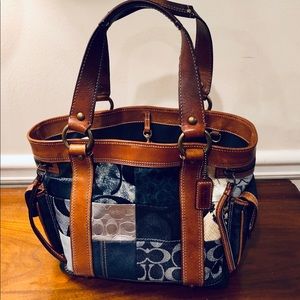 LE Coach 10002 Denim Patchwork Gallery Tote